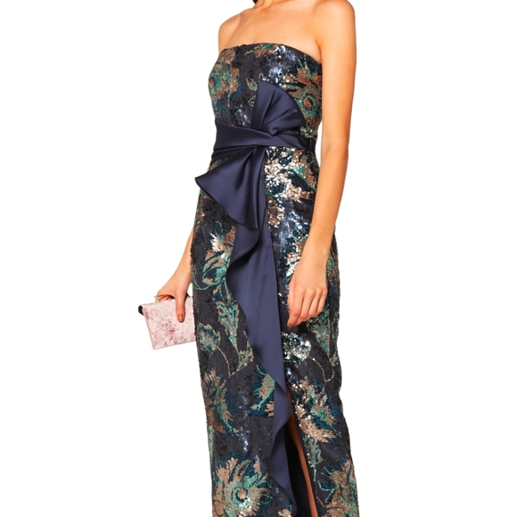 Marchesa Dresses & Skirts - NWT$1095 Marchesa Notte Strapless Sequined Peony Evening Column Gown Dress